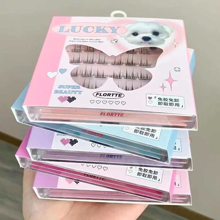 Diagonal Flying Fox Series FLORTTE Non Glue Natural Beginner Segmented Fairy Non Glue Eyelash Book