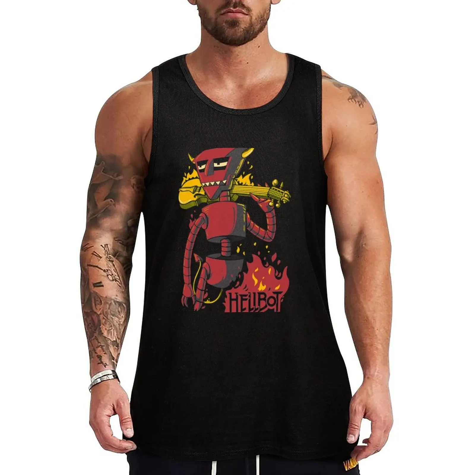 Robot Devil HELLBOT Tank Top Plain Color Sleeveless Shirt Casual Basic Tank Top