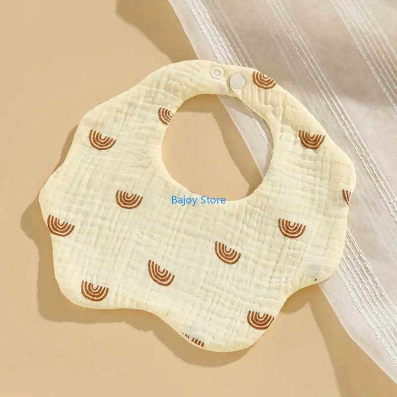

63HE & Practical Baby Drool Bibs Cotton 4 Layers Newborn Bandana Bibs 2-piece