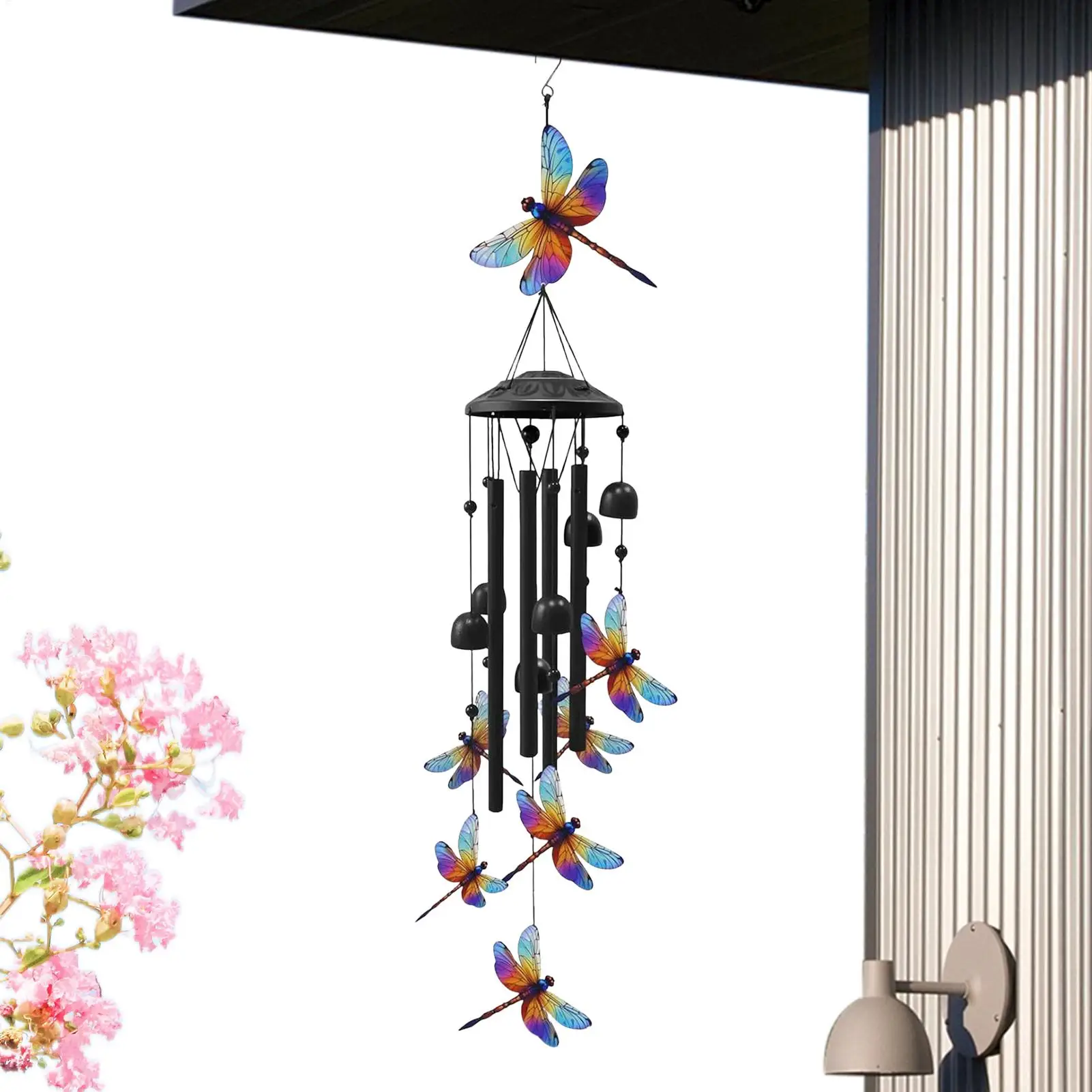 Dragonfly Wind Chimes Outdoor Hand-Painted Hanging Ornaments Metal decorative pendent for Home Garden Balcony Decoration
