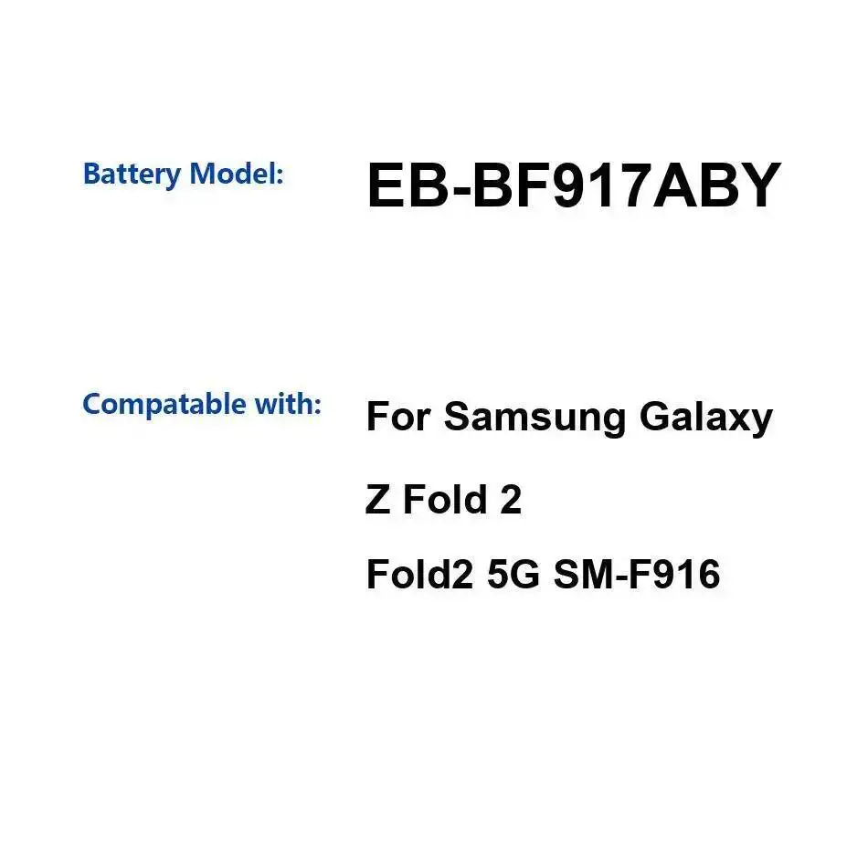 

EB-BF917ABY долговечный аккумулятор для мобильного телефона Samsung Galaxy Z Fold 2 5G SM-F916 2275 мАч