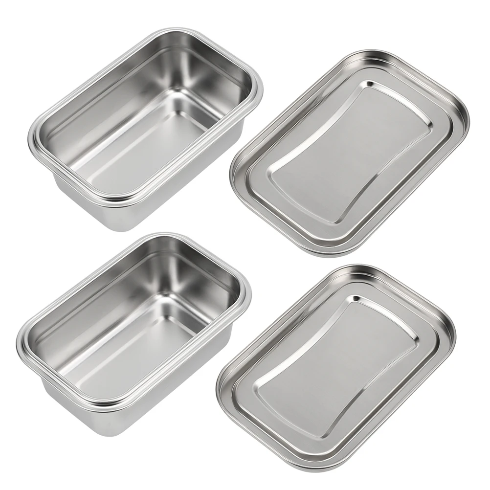 

2 Pcs Ice Cream Box Stainless Steel Food Storage Containers Freezer Small Metal Tub Homemade Versatile Options Space Saving