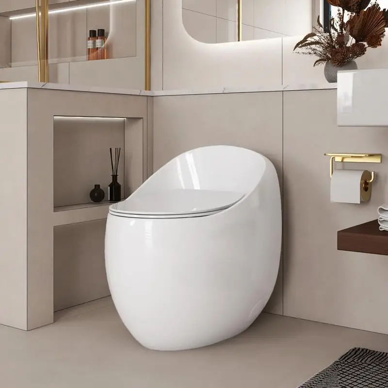 

Single Flush Egg Shape Toilet 1.28 GPF Glossy White Finish