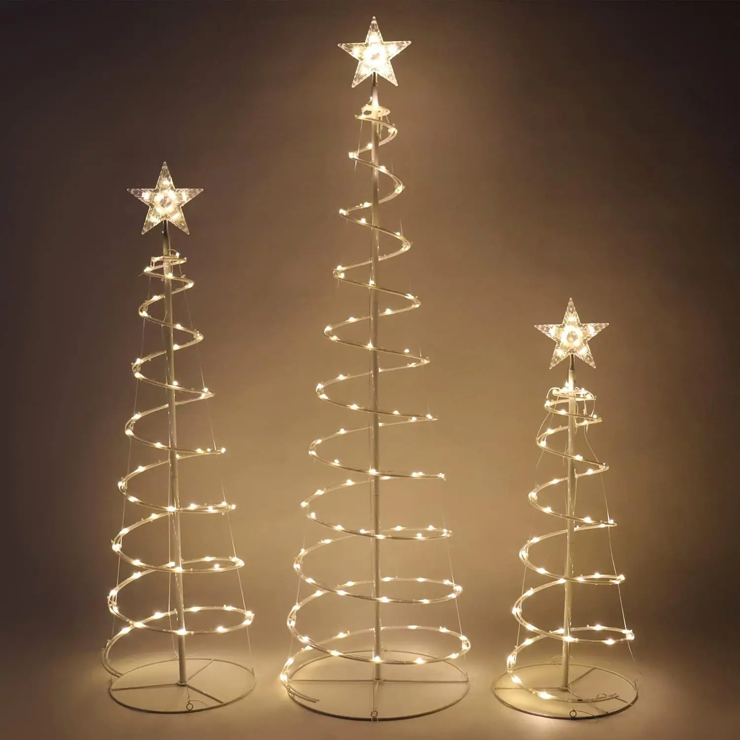 JOYFY Lot de 3 lumières d'arbre de Noël en spirale 218 LED Arbre éclairé extérieur pour décorations de Noël Cour Décor de nuit de réveillon de Noël