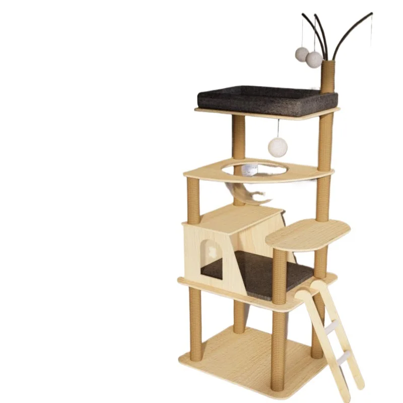 

Cat climbing frame, integrated solid wood, multi-layer, space capsule, cat jumping platform, shelf, sisal, toy