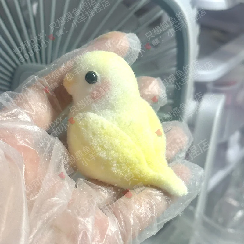 New Cute Parrot Flocking Handmade Silicone Fidget Fingertip Toy Kawaii Color Plush Bird Birthday Gift For Kids Squishy Pendant