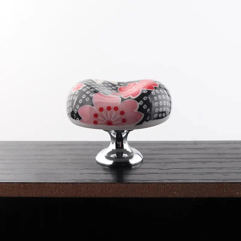 Solid Ceramic Single Hole Drawer Knobs Hand-drawn Creative Cabinet Handles Home Decor Kitchen Cupboard Wardrobe Pulls 1 piece