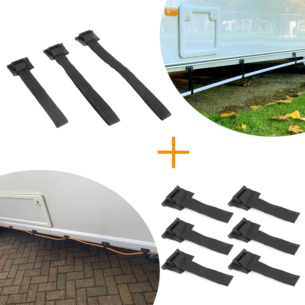 

3PCS Caravan Waste Water Pipe Straps With 6PCS EHU Cable Fresh Water Inlet Pipe Support Straps Car Accessories