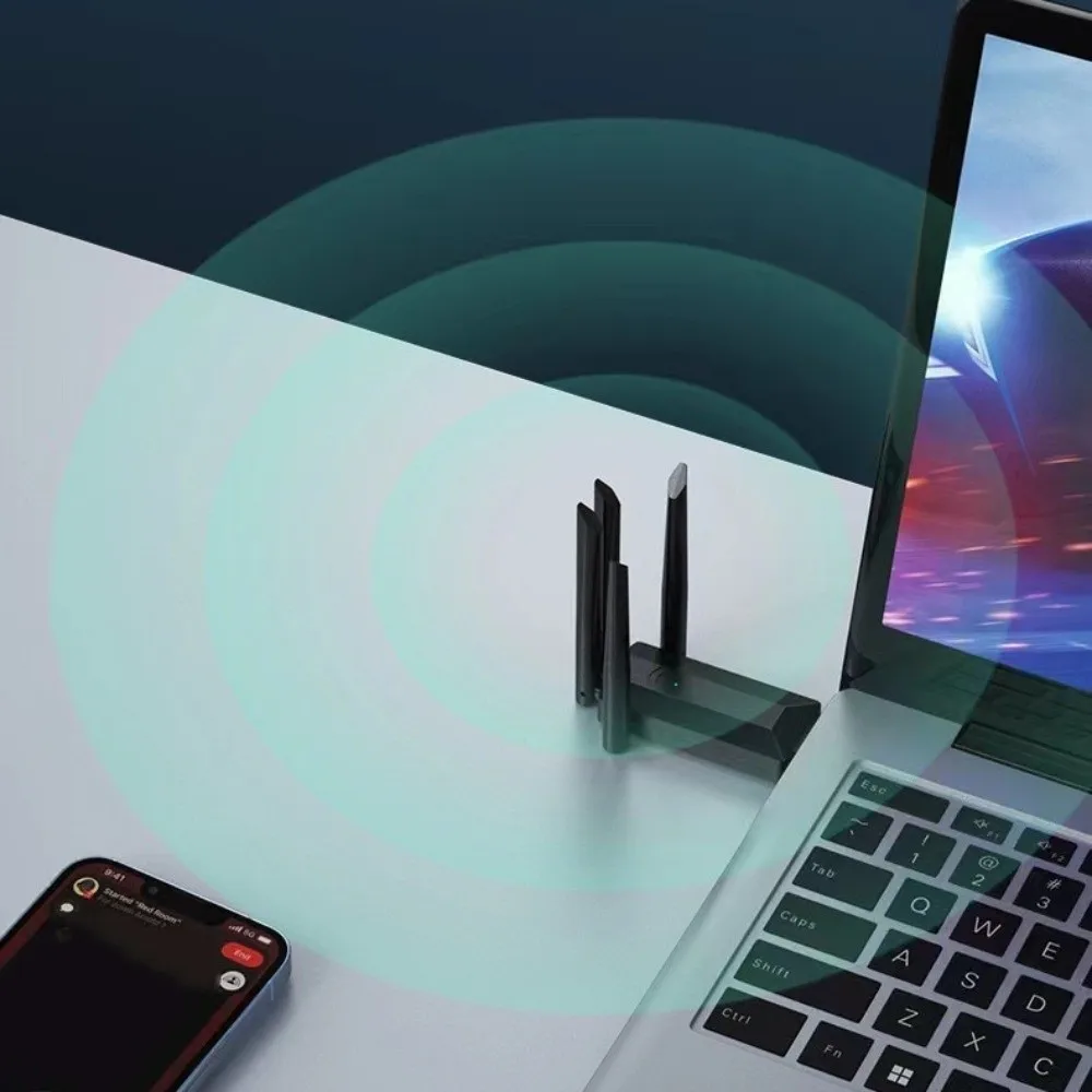 4 Antenna Dual Band WiFi USB Adapter 2.4G/5Ghz Receiver 1200Mbps WiFi Dongle Driver Free USB Interface Wireless Network Card