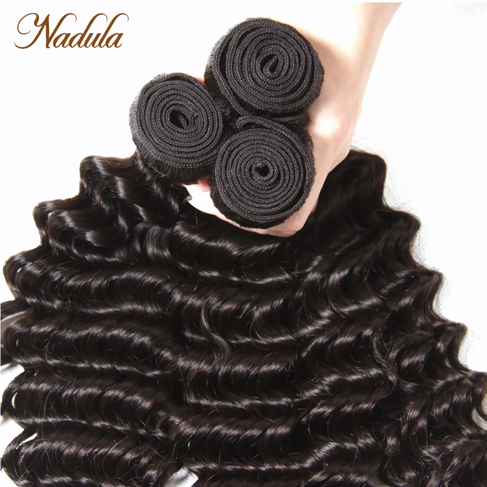 Nadula Hair 3 Bundles Malaysian Hair Deep Wave 12-26inch 100% Human Hair Weave Bundles Natural Color Remy Hair Extensions