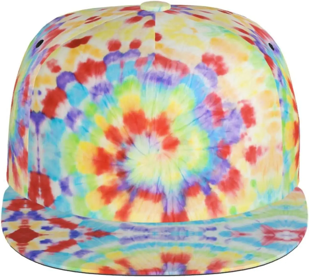 Stylish Tie Dye Adjustable Snapback Hat for Men and Women Sun Cap Hip Hop Style Cap Baseball Cap Flat Bill Brim Hat