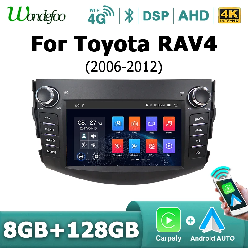 8G128G Autoradio Wireless Carplay Android 14 Auto 2 din Lettore multimediale per Toyota RAV4