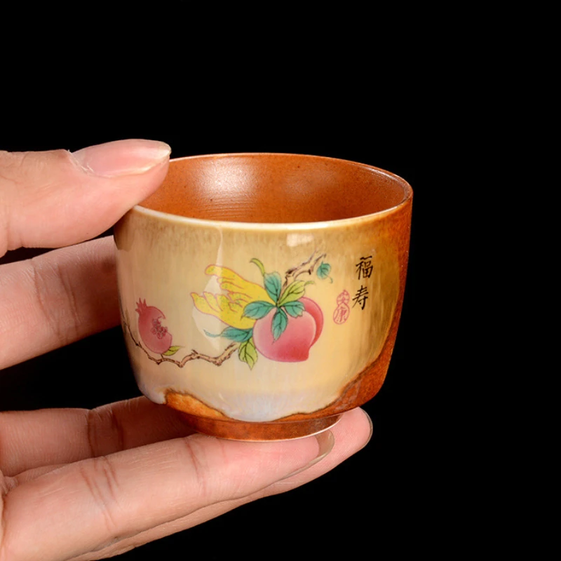 Hand-painted Ceramic Teacups Shibayaki Vintage Landscape Tasting Cups for Tea Single Person Cups