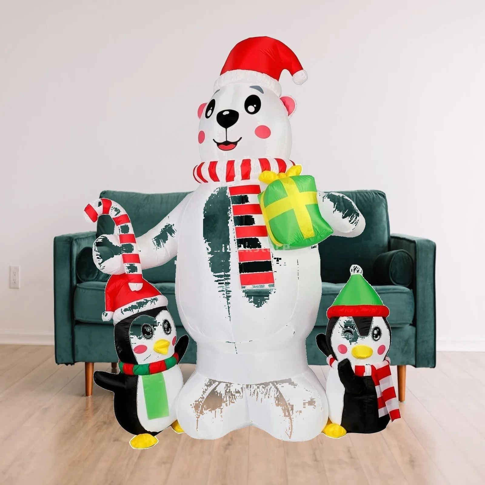 Festive Inflatable Holiday Bear with Light Up Multicolor Effect for Outdoor Christmas Decor Commercial Yard Figure