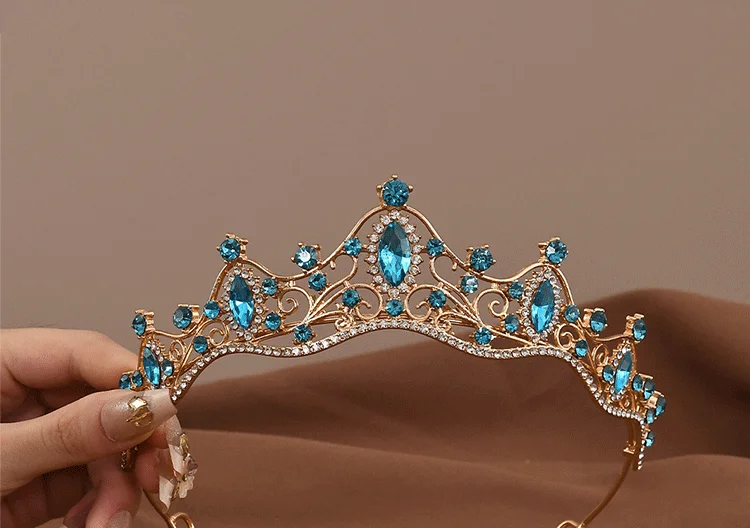 Prinzessin Königin Vintage Barock Kristall Krone Strass Tiara Für Frauen Braut Hochzeit Party Prom Schmuck Haar Zubehör – Detail 7