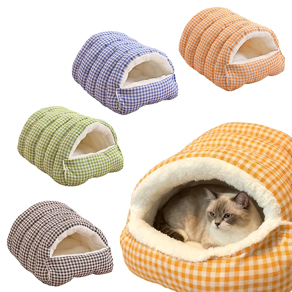 Winter-Katzenbett für Haustiere, abnehmbares, waschbares, geschlossenes Katzenhaus, warmer Winter-Schlafsack für Haustiere, 1 Stück