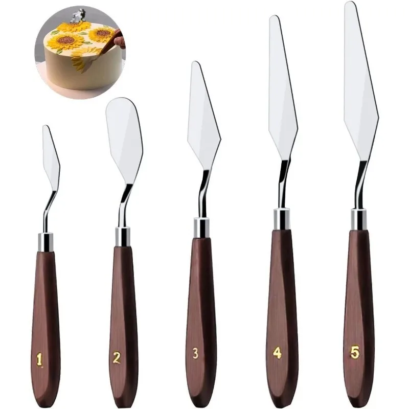 FAIS DU 5 pièces spatule en acier inoxydable gâteau crème spatule ensemble couteaux de peinture à l'huile artiste artisanat spatule outils de bricolage