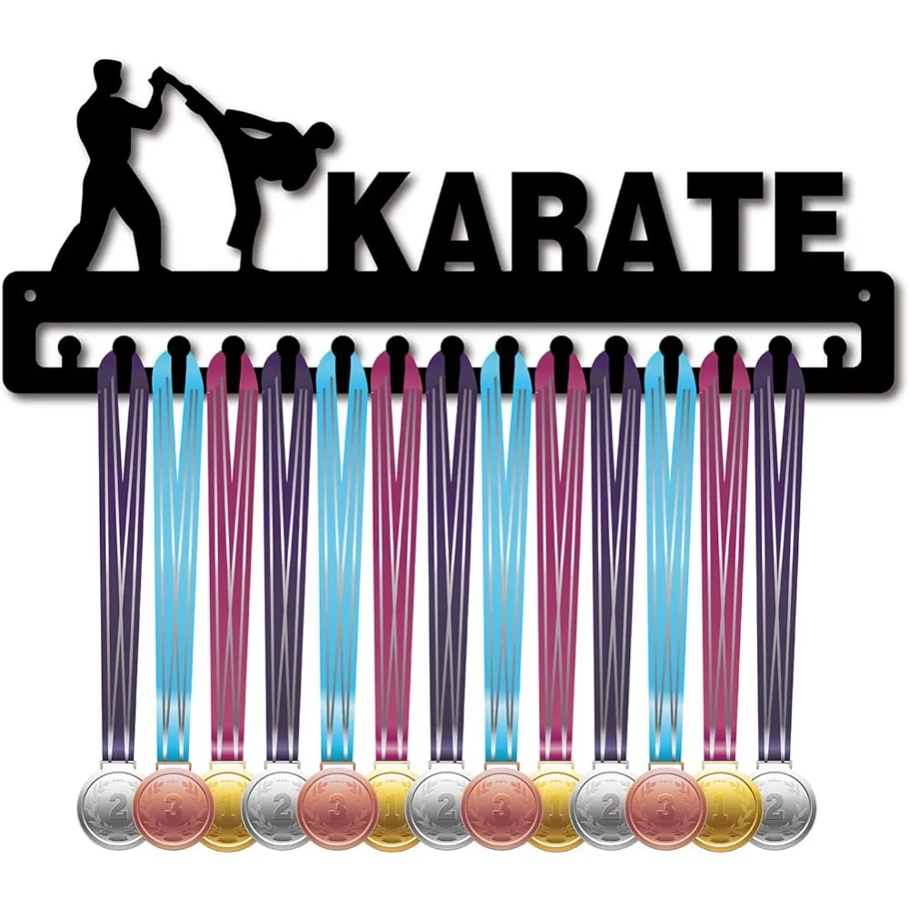 

Karate Medal Holder Athlete Sport Medals Display Stand Wall Rack Mount Hanger Decor Black Sturdy Medal Holders for Runners Home