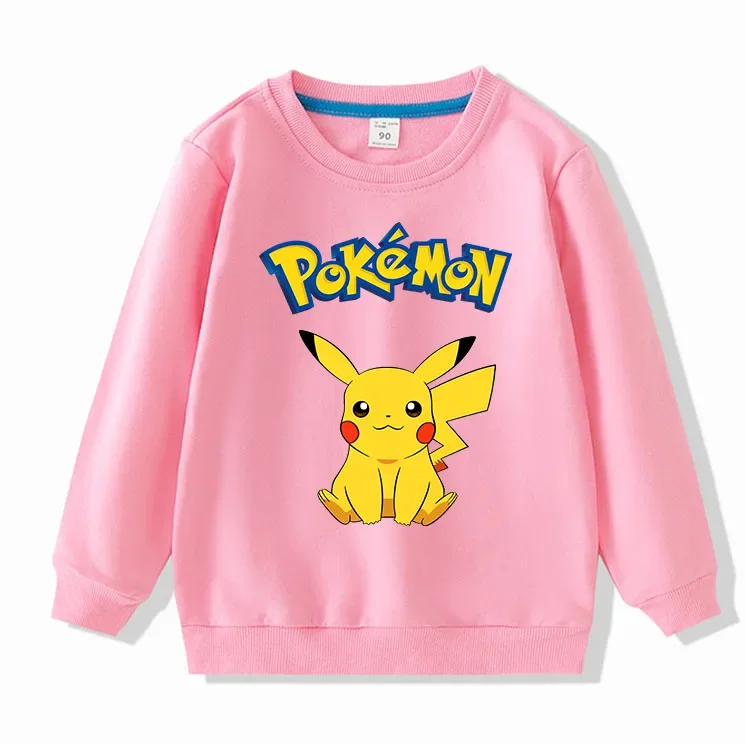 Pokemon Kids Clothes Long Sleeve Shirt Colorful Anime Pullover Round-neck Tee Cute Cartoon Figure Baby Clothing Birthday Gift images - 6