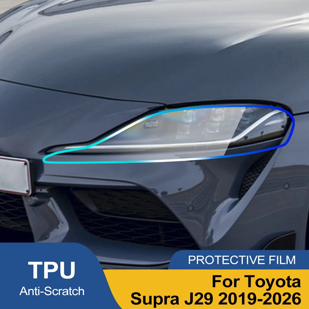 

For Toyota Supra J29 2019-2026 Car Headlight Protective Film Smoke Black TPU PPF Pre Cut Anti-Scratch Headlight Vinyl Wrap Film