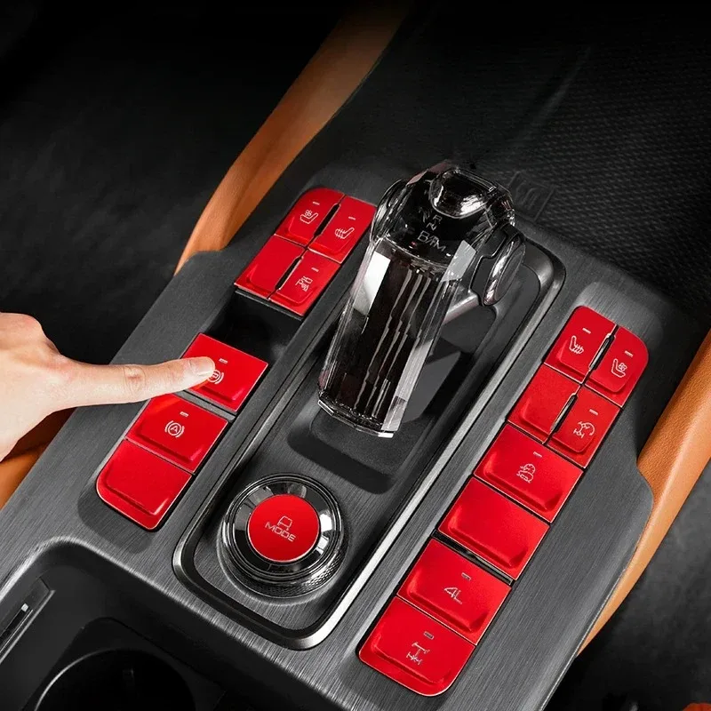 For HAVAL H9 2024-2026 Aluminum Alloy Red Car One-touch Start Gear Steering Wheel Button Cover Trim Interior Car Accessories 3