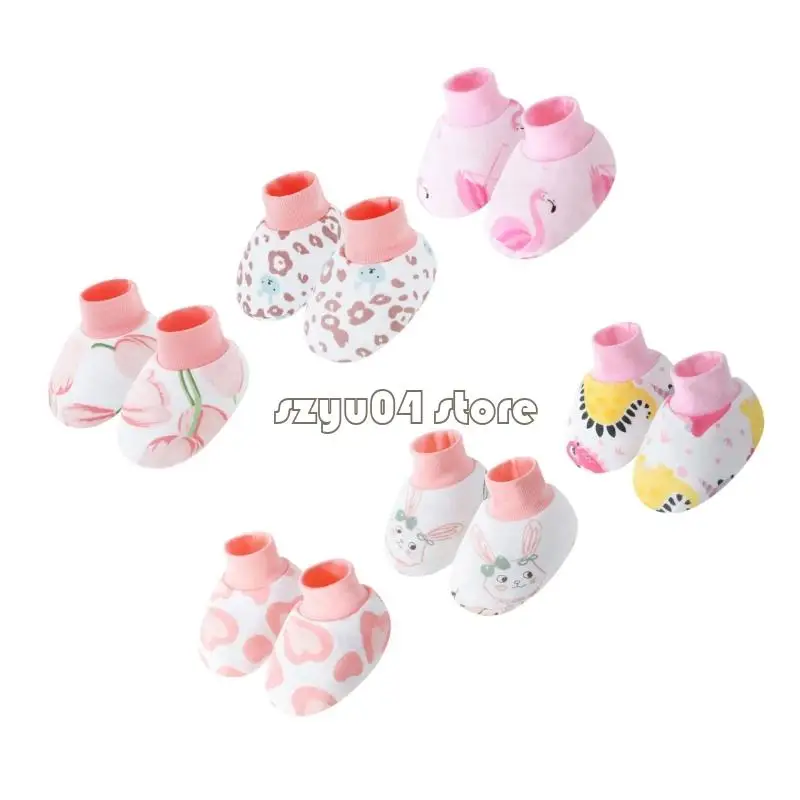 4X7D الرضع الجوارب الداخلية 6 زوج مجموعة القطن بسط الأصفاد لطيف الكرتون شخصية طباعة الزحف الحماية الطابق الأحذية #4