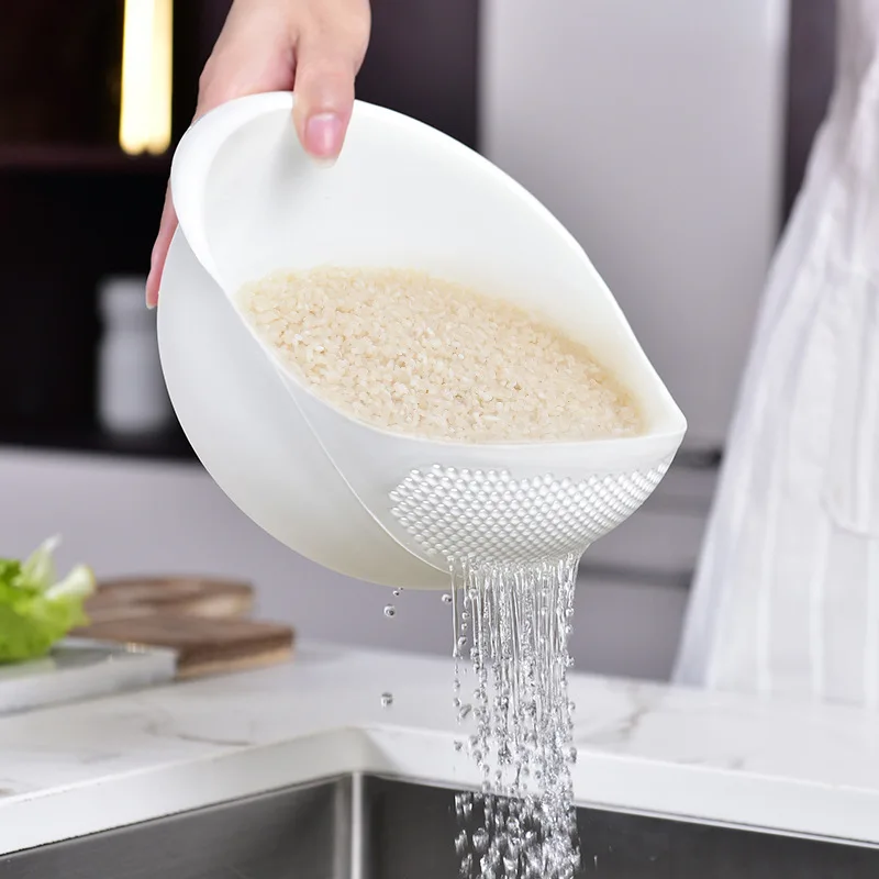 Multi-functional Thickened Rice Washing Device, Household Kitchen Draining Basket, Rice Washing and Fruit Storage Basket