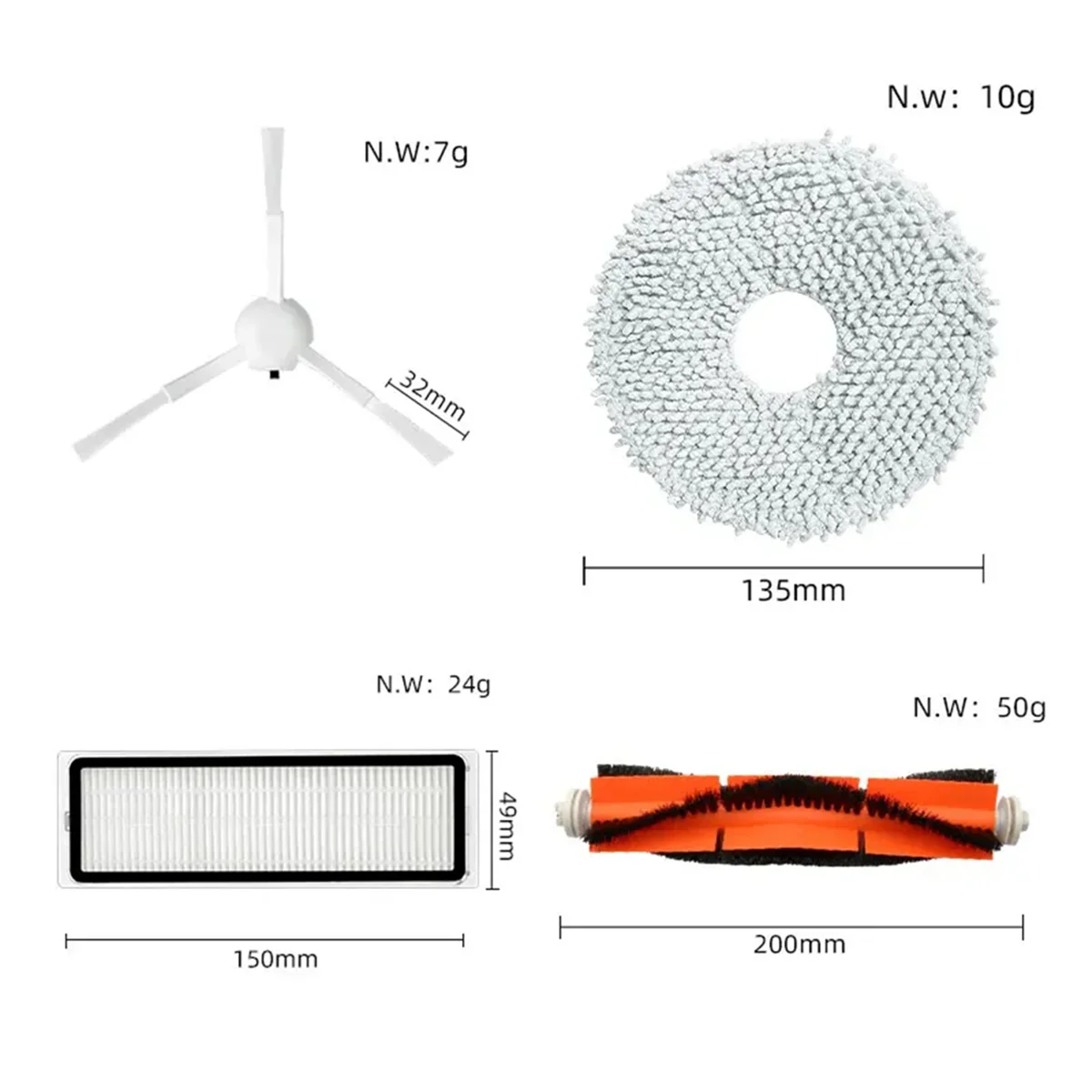 Robô Aspirador de Substituição, Escova Lateral Principal, Filtro Mop, Peças De Reposição, Acessórios, Mop para Bot L10S Ultra S10 Pro