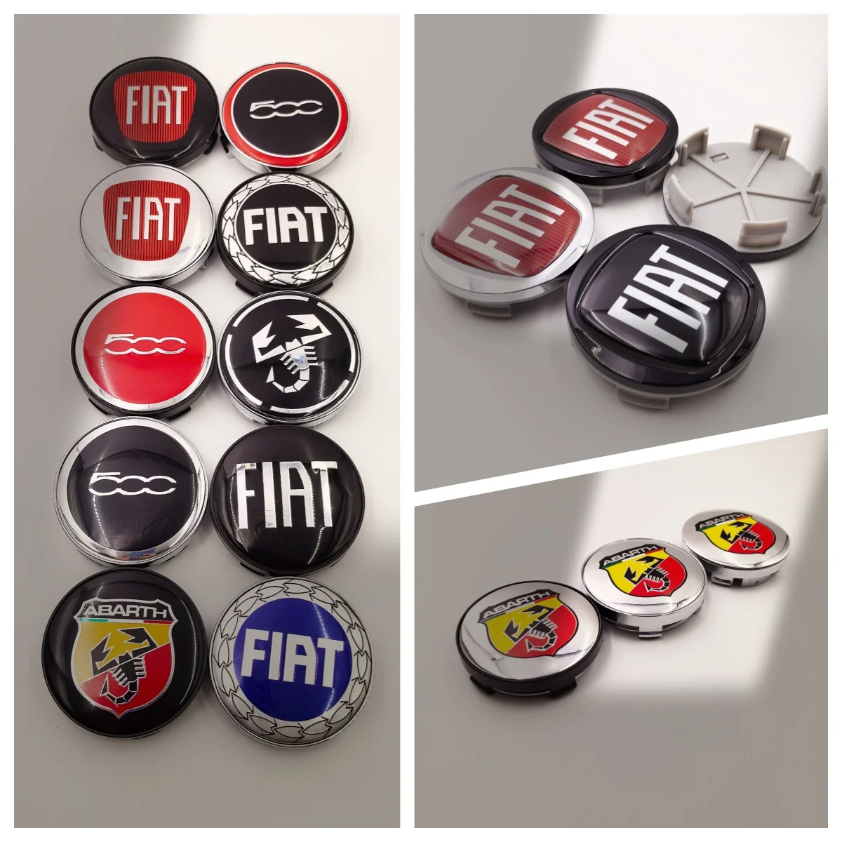 Juego de 4 Tapas Centrales de 60 mm (6 cm) para Ruedas Fiat 500 Abarth, Cubierta Antipolvo, Repuesto de Tapa de Cubo de Rueda