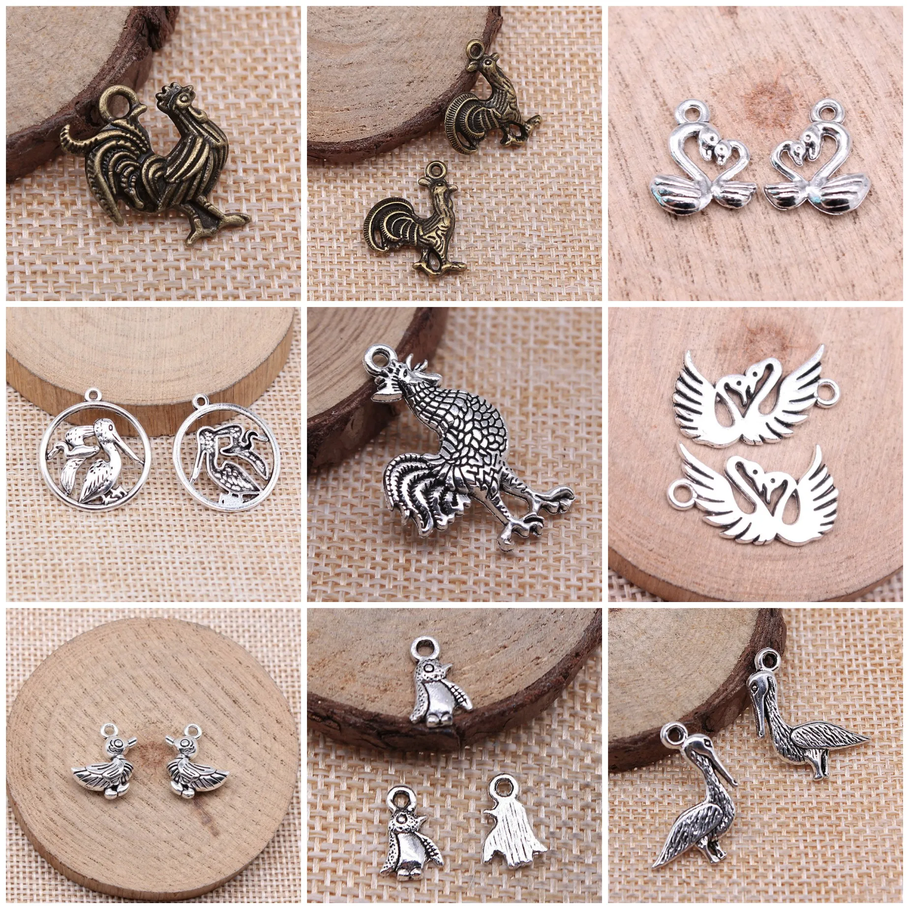 Vintage Chicken Duck Farm Bird Charms Pendant Country Style Charms Pendant Bulk For DIY Jewelry Making Bracelet Necklace