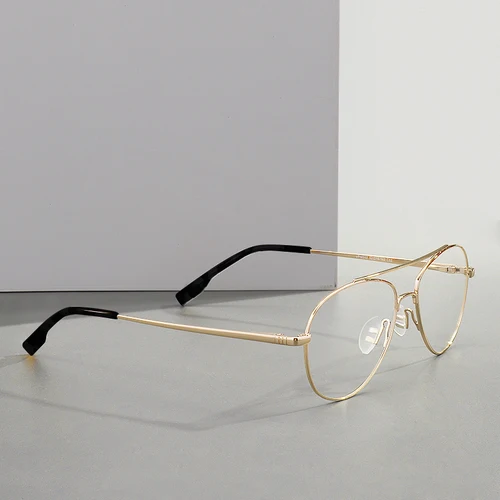 Montura de gafas de doble puente para hombre y mujer, montura de gafas de piloto de borde completo de Metal con bisagra de resorte para lentes graduadas ópticas