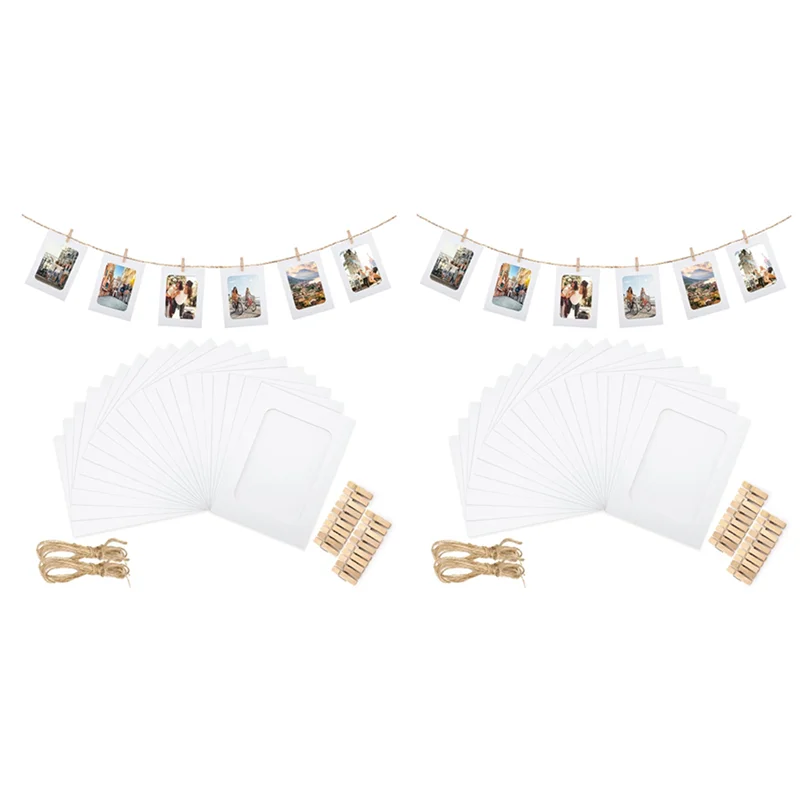 AB13-100Pcs Paper Picture Frames For 4X6inch Paper Photo Frames,Kit DIY Cardboard Photo Hanging Display
