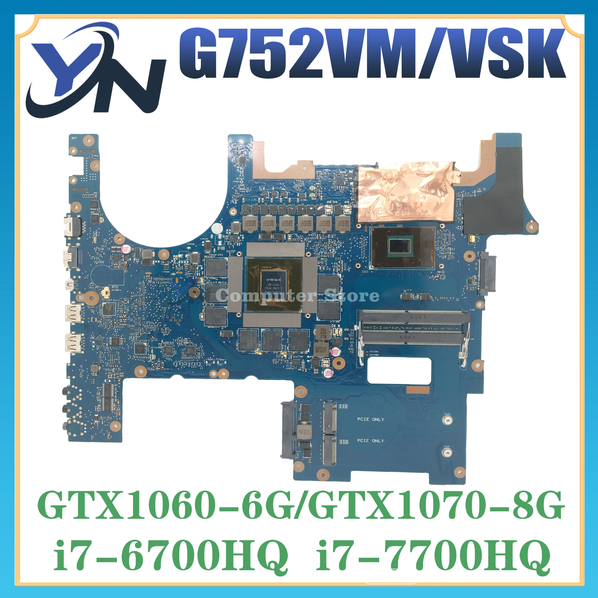Imagem -01 - Placa-mãe Portátil para Asus Rog Notebook Mainboard para Asus Rog G752vs G752vsk i7 6th 7th Gtx1060 6g Gtx1070 8g Ddr4 Teste 100 ok