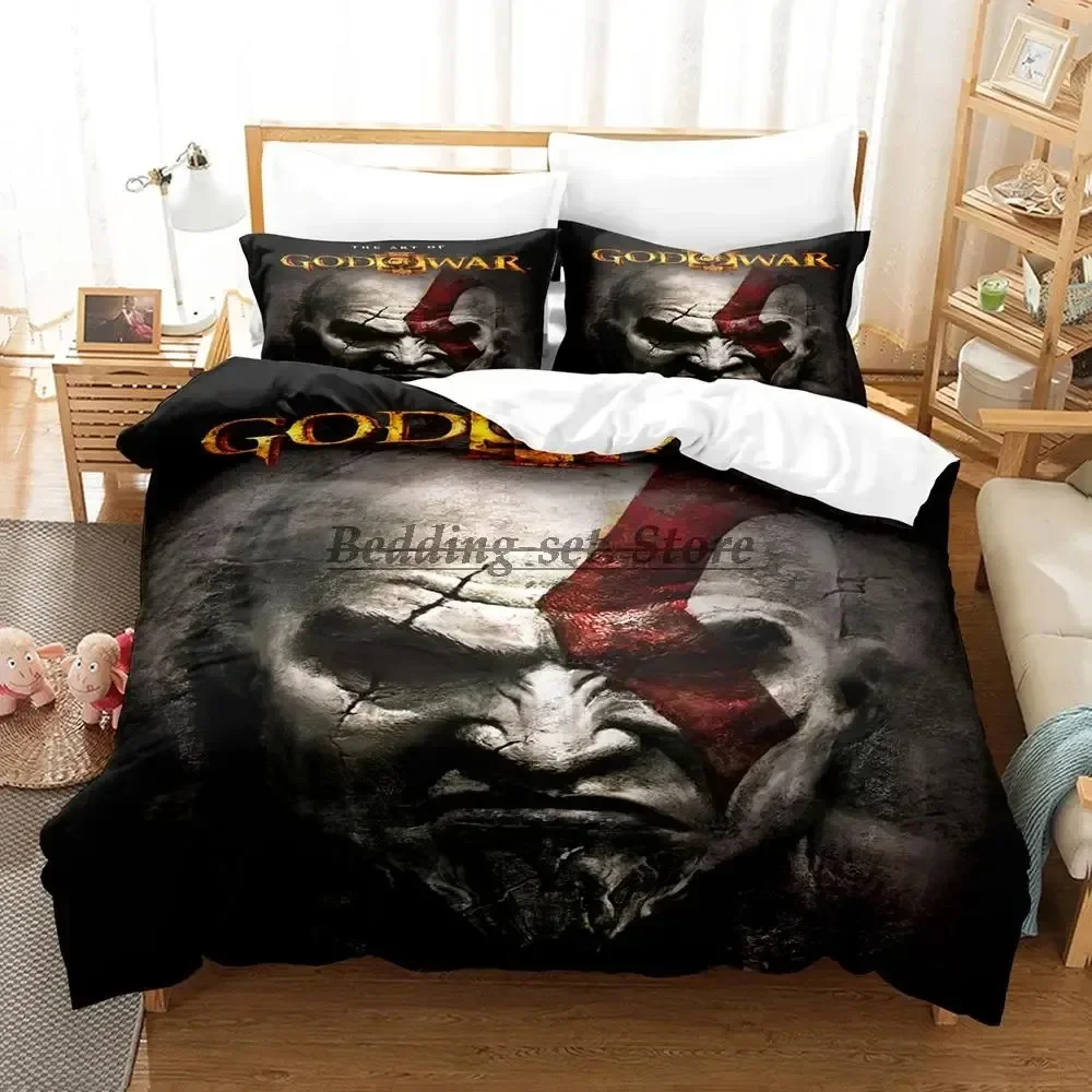

2023 Game God of War Bedding Set Single Twin Full Queen King Size Bed Set Aldult Kid Bedroom Duvetcover Sets Anime Bed Sheet Set