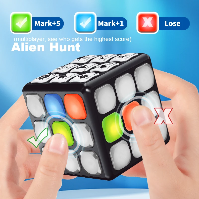 Puzzle jeu électronique Console de jeu portable jouet troisième niveau musique éclairage électronique Cube magique Rechargeable