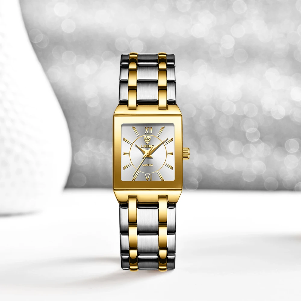 

LIEBIG Роскошные кварцевые наручные часы Модные автоматические женские часы Элегантный ремешок из нержавеющей стали Мужские часы Reloj Mujer