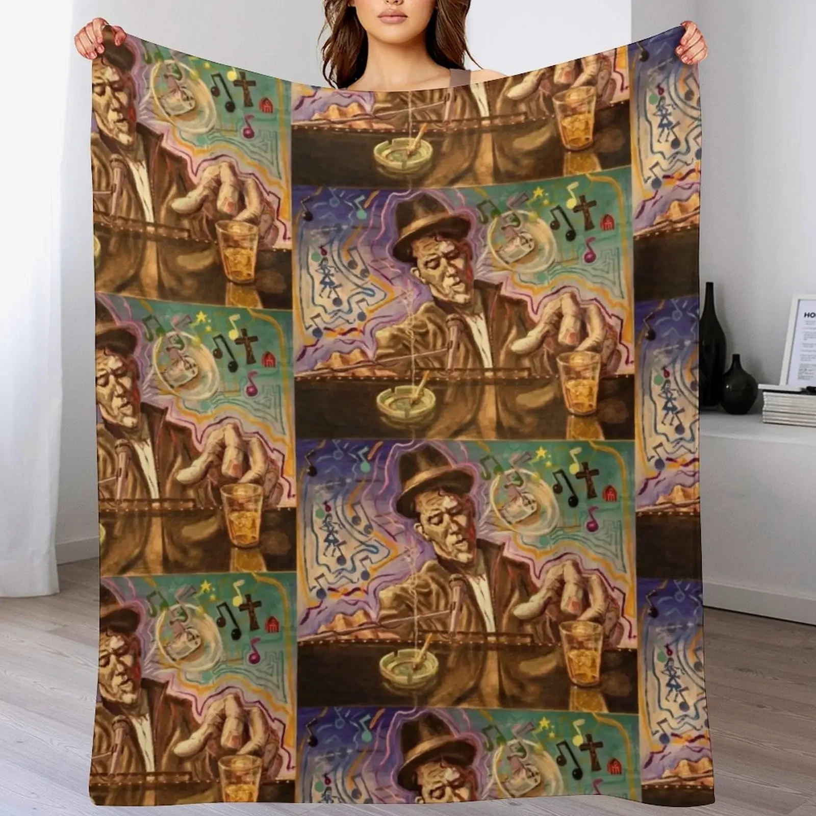 

Waltzing Waits aka Tom Waits Throw Blanket Blankets For Sofas Decorative Beds Decorative Throw Luxury Blankets