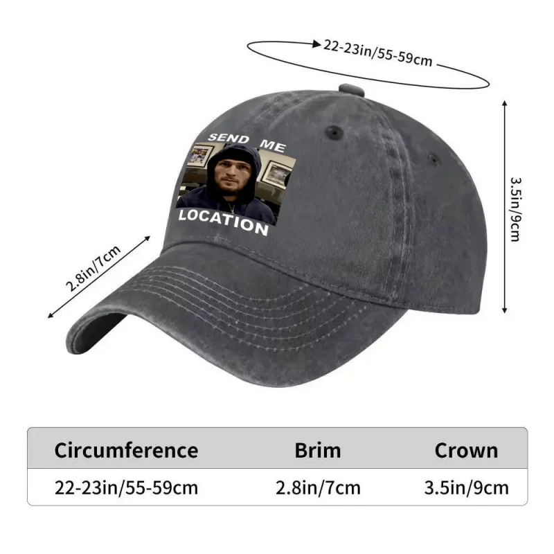 Khabib Expression Retro Washed Baseball Cap Unisex Black Casual Outdoor Sports Cap for Travel Camping Fishing