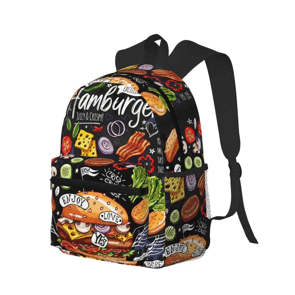 

Fashion Hunger Super Burger Patterned Student Backpack School Bag Hiking Travel Daypack for Boys Girls Bookbag Shoulder Bags