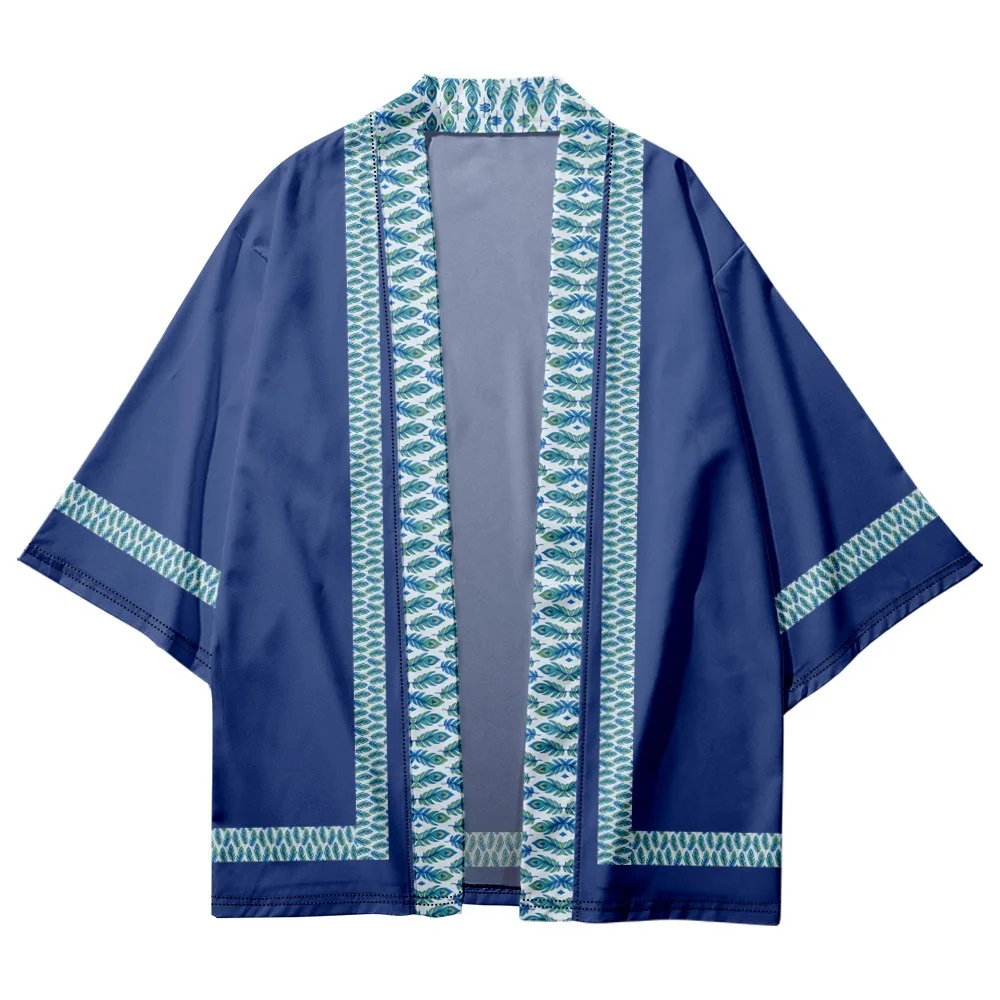 

Blue Print Men Women Kimonos Japanese Clothes Cardigan Cosplay Mens Yukata Female Summer Casual Beach Shirt Blouse