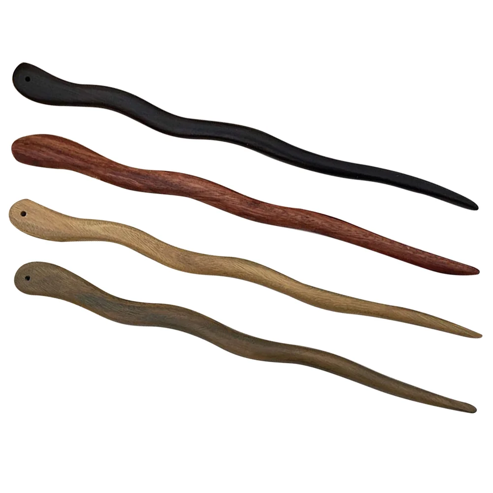 

4 Pcs Original Color Hair Pin Sticks Chinese Chopsticks Bun Accessories for Women Log Wood Wooden Women's Miss Hanfu