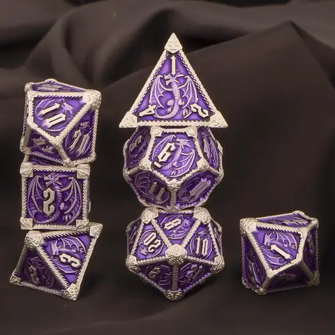 Металлический набор костей для ролевых игр D&D, 7 шт