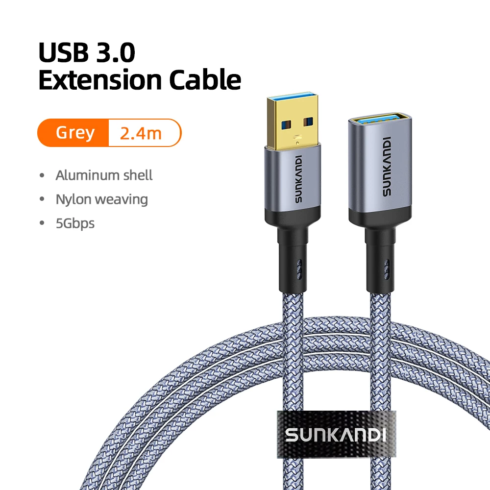 SUNKANDI USB 3.0 verlengkabel, USB 3.0 mannelijk A naar vrouwelijk A, 5 Gbps, voor gamepad, USB-stick, USB-hub en externe harde schijf.