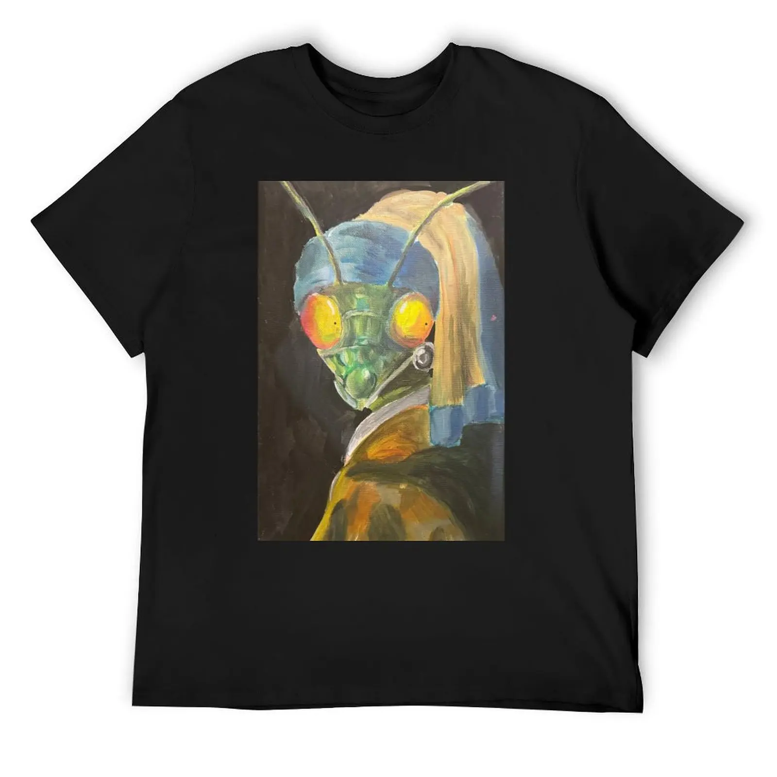 

Футболка Mantis With A Pearl Earring с графическим рисунком, винтажная блузка, футболки, мужская одежда для мужчин