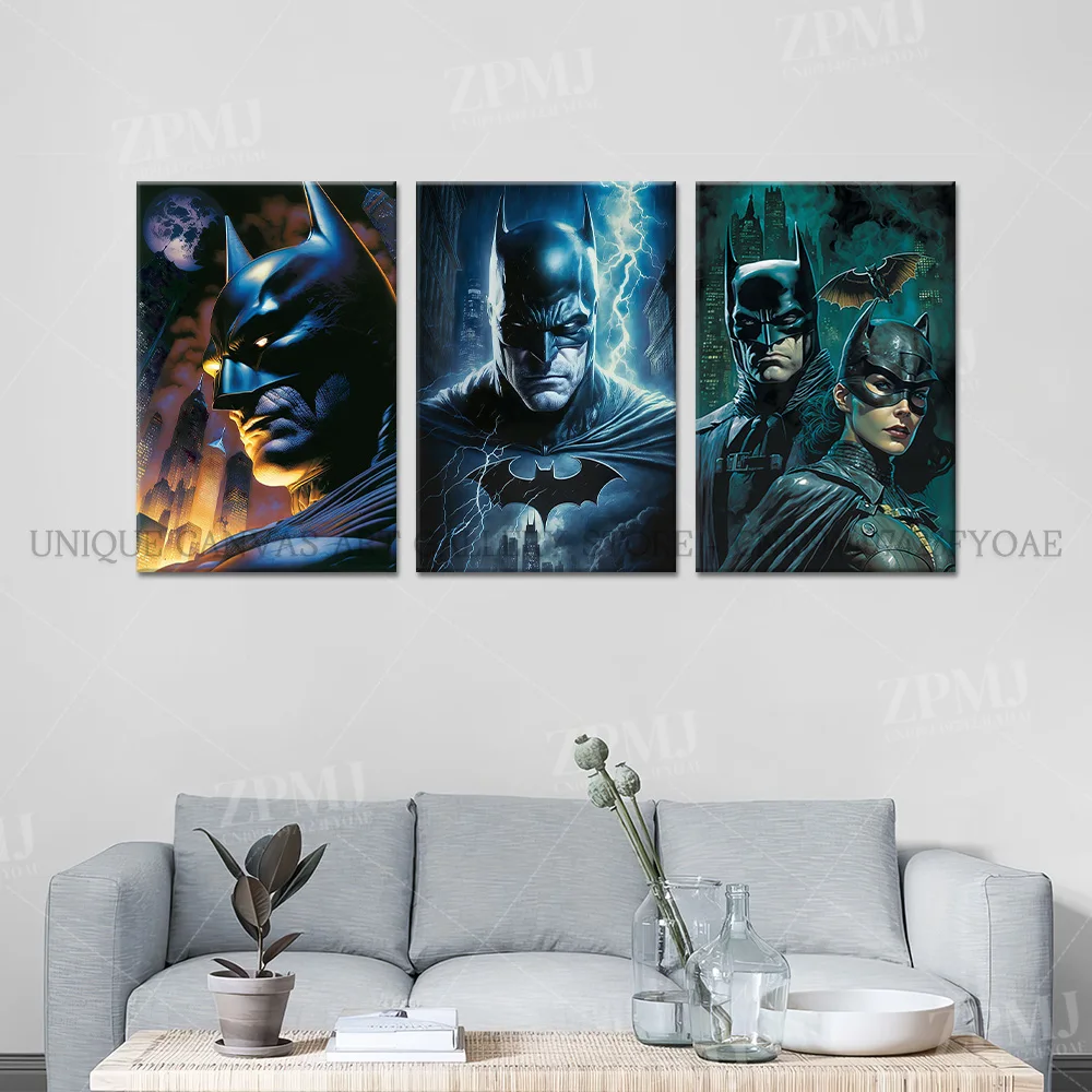 DC Comics Justice League Superheld Batman Poster Drucke Home Decor Bilder Wandkunst Leinwand Malerei Wohnzimmer rahmenlos – Detail 2