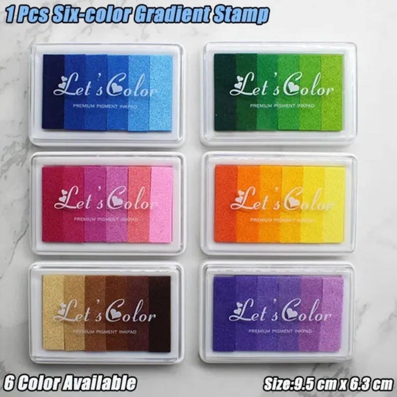 1 Pc DIY Six-color Gradient Stamp Pad Finger Print Painting Seal Ink Pad