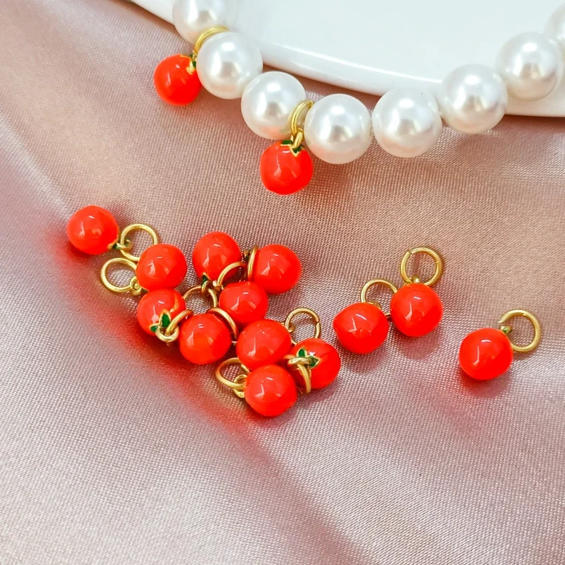 

Ancient-style Gold Accessory 18K Color Retention Fruit Oil Drip Cherry Red Ball Pendant Bracelet Necklace DIY Accessory