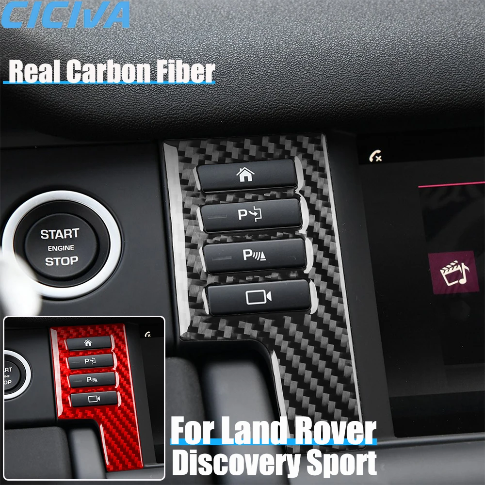 

Real Carbon Fiber Car Accessories Center Button Cover Soft Sticker Interior Trim For Land Rover Discovery Sport L550 2015-2019