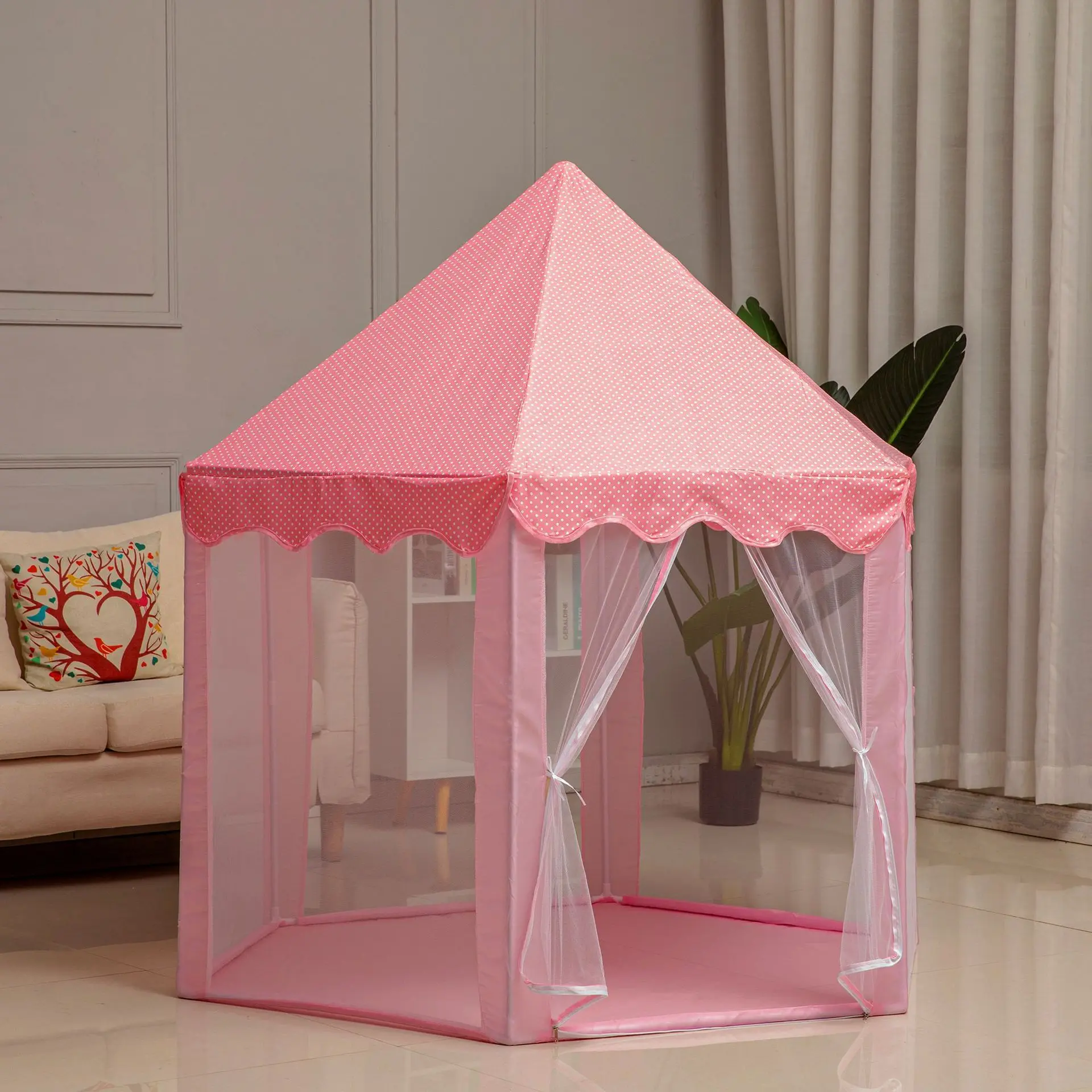 Hot-selling children's hexagonal princess zipper tent indoor game house boys and girls toys