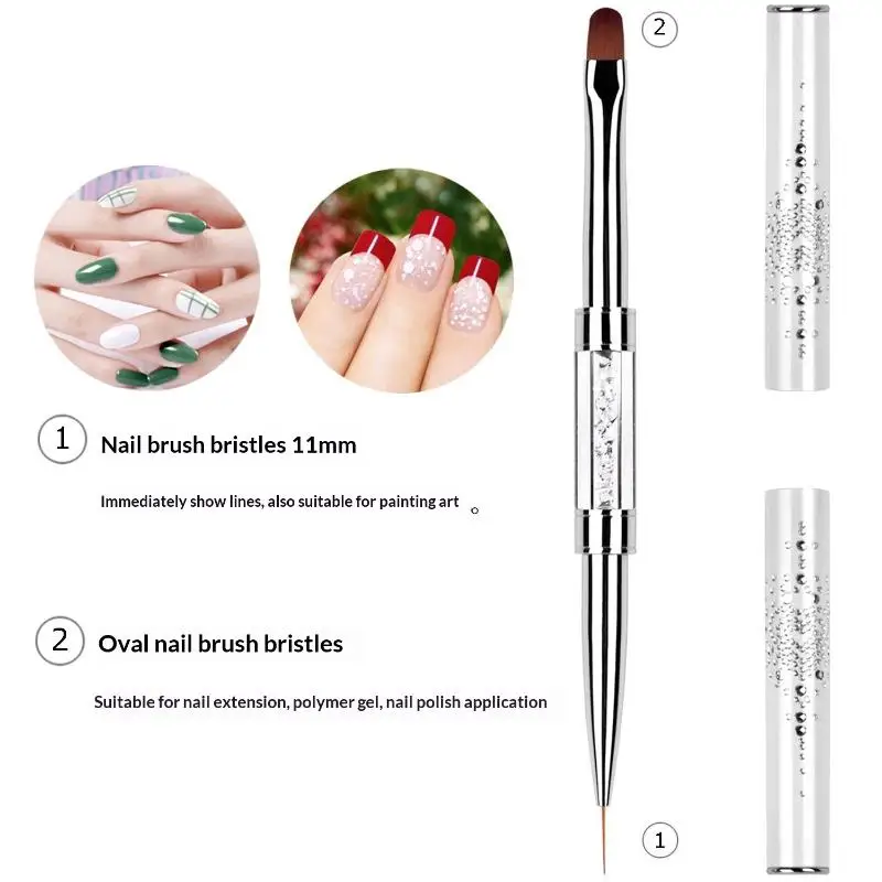 1 Stück Doppelendiger Edelstahl-Weichfaser-Malpinsel für Maniküre, Kristall-Nagelkunst-Pinsel, Nagellack-Liner-Pinsel, Make-up-Werkzeug – Detail 6